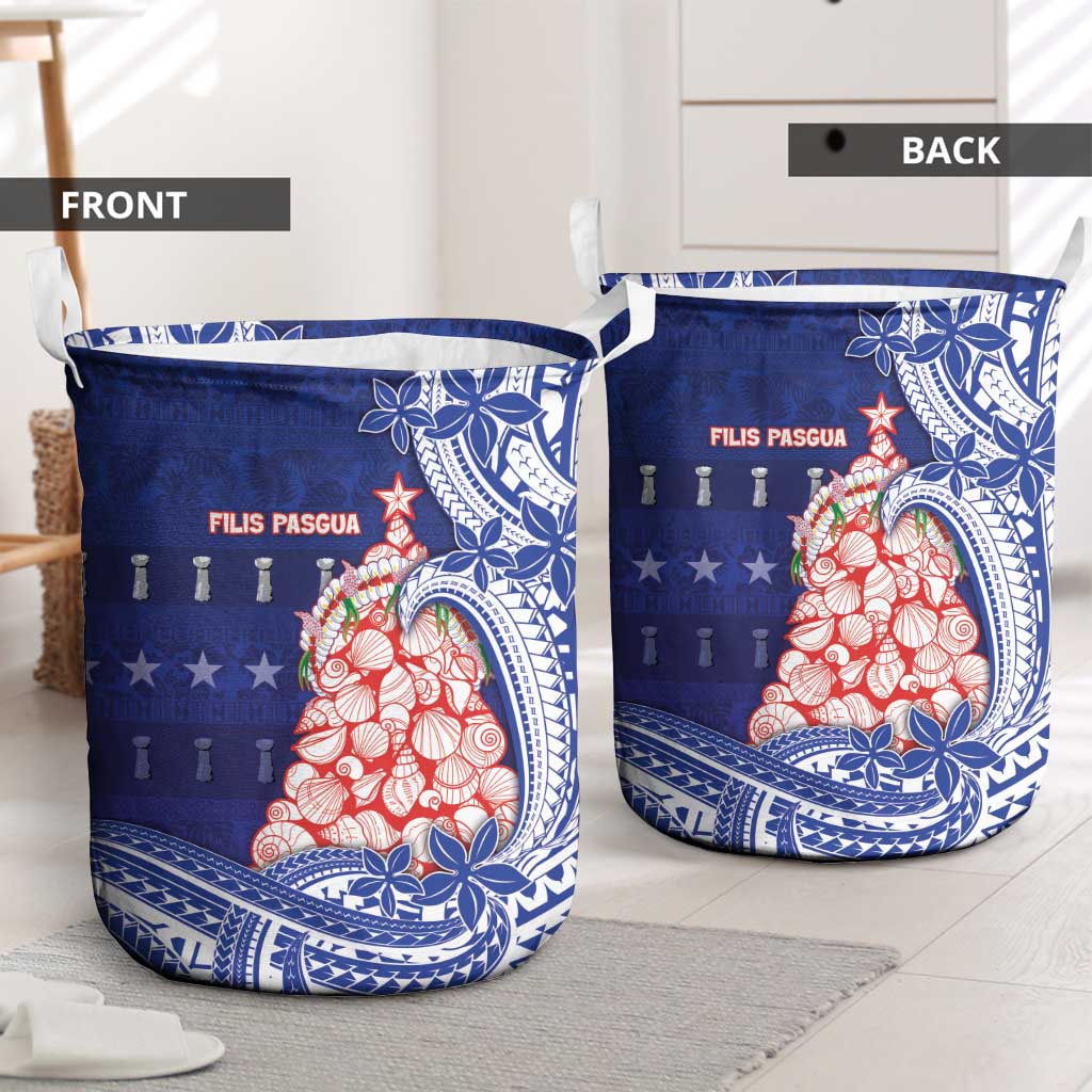 Northern Mariana Islands Christmas Laundry Basket Seashell Xmas Tree Tribal Waves DT05 - Polynesian Pride