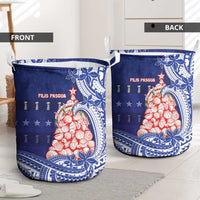 Northern Mariana Islands Christmas Laundry Basket Seashell Xmas Tree Tribal Waves DT05 - Polynesian Pride
