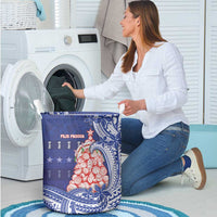 Northern Mariana Islands Christmas Laundry Basket Seashell Xmas Tree Tribal Waves DT05 - Polynesian Pride