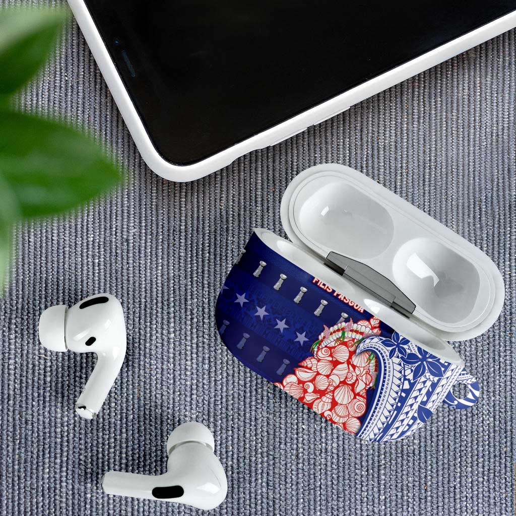 Northern Mariana Islands Christmas AirPods Case Seashell Xmas Tree Tribal Waves - Polynesian Pride