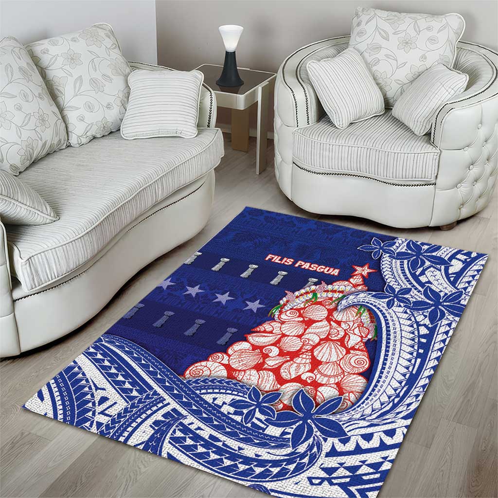 Northern Mariana Islands Christmas Area Rug Seashell Xmas Tree Tribal Waves - Polynesian Pride