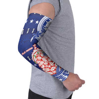 Northern Mariana Islands Christmas Arm Sleeves Seashell Xmas Tree Tribal Waves DT05 - Polynesian Pride