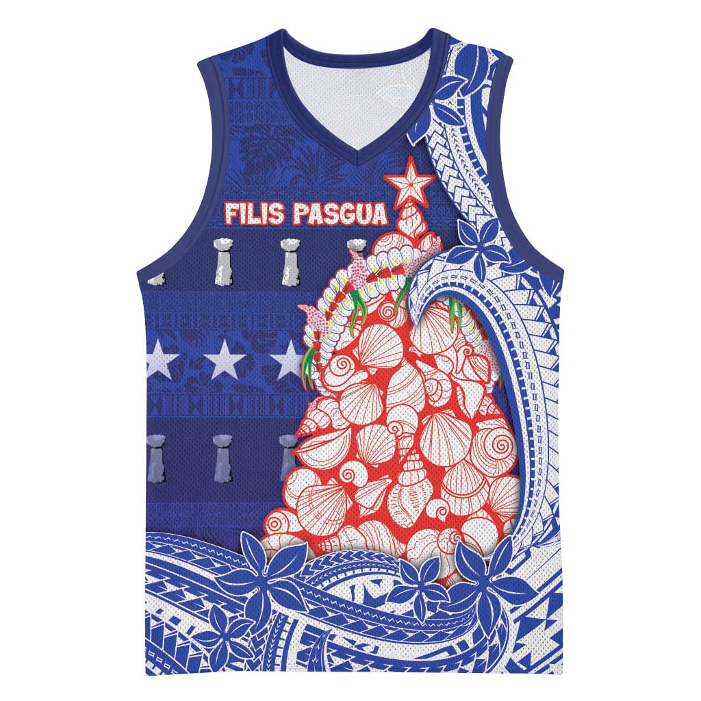 Northern Mariana Islands Christmas Basketball Jersey Seashell Xmas Tree Tribal Waves DT05 Unisex Navy - Polynesian Pride