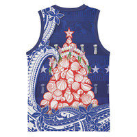 Northern Mariana Islands Christmas Basketball Jersey Seashell Xmas Tree Tribal Waves DT05 - Polynesian Pride