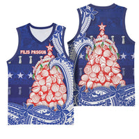 Northern Mariana Islands Christmas Basketball Jersey Seashell Xmas Tree Tribal Waves DT05 - Polynesian Pride