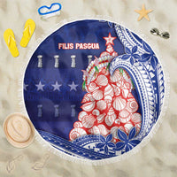 Northern Mariana Islands Christmas Beach Blanket Seashell Xmas Tree Tribal Waves - Polynesian Pride