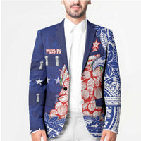 Northern Mariana Islands Christmas Blazer Seashell Xmas Tree Tribal Waves - Polynesian Pride