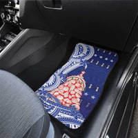 Northern Mariana Islands Christmas Car Mats Seashell Xmas Tree Tribal Waves - Polynesian Pride