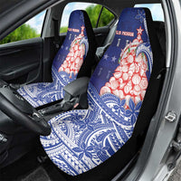 Northern Mariana Islands Christmas Car Seat Cover Seashell Xmas Tree Tribal Waves - Polynesian Pride