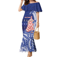 Northern Mariana Islands Christmas Family Matching Mermaid Dress and Hawaiian Shirt Seashell Xmas Tree Tribal Waves - Polynesian Pride