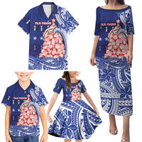 Northern Mariana Islands Christmas Family Matching Puletasi and Hawaiian Shirt Seashell Xmas Tree Tribal Waves - Polynesian Pride