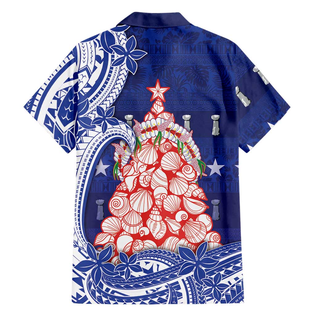 Northern Mariana Islands Christmas Family Matching Puletasi and Hawaiian Shirt Seashell Xmas Tree Tribal Waves - Polynesian Pride