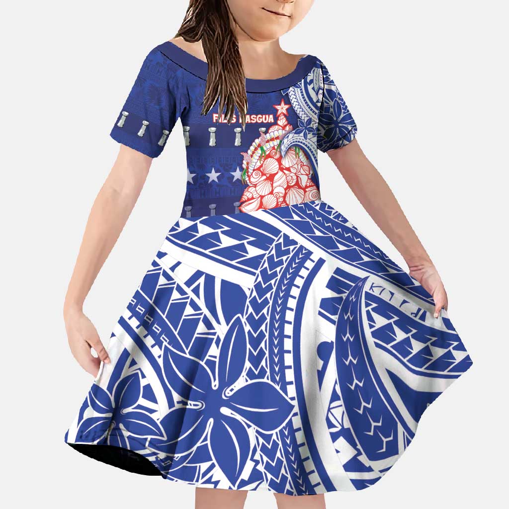 Northern Mariana Islands Christmas Family Matching Tank Maxi Dress and Hawaiian Shirt Seashell Xmas Tree Tribal Waves - Polynesian Pride