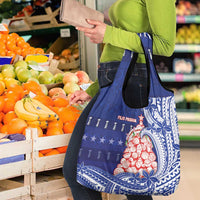 Northern Mariana Islands Christmas Grocery Bag Seashell Xmas Tree Tribal Waves - Polynesian Pride