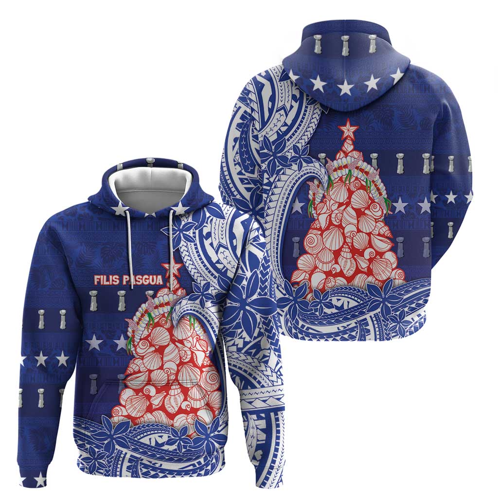 Northern Mariana Islands Christmas Hoodie Seashell Xmas Tree Tribal Waves - Polynesian Pride