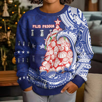 Northern Mariana Islands Christmas Kid Ugly Christmas Sweater Seashell Xmas Tree Tribal Waves DT05 - Polynesian Pride