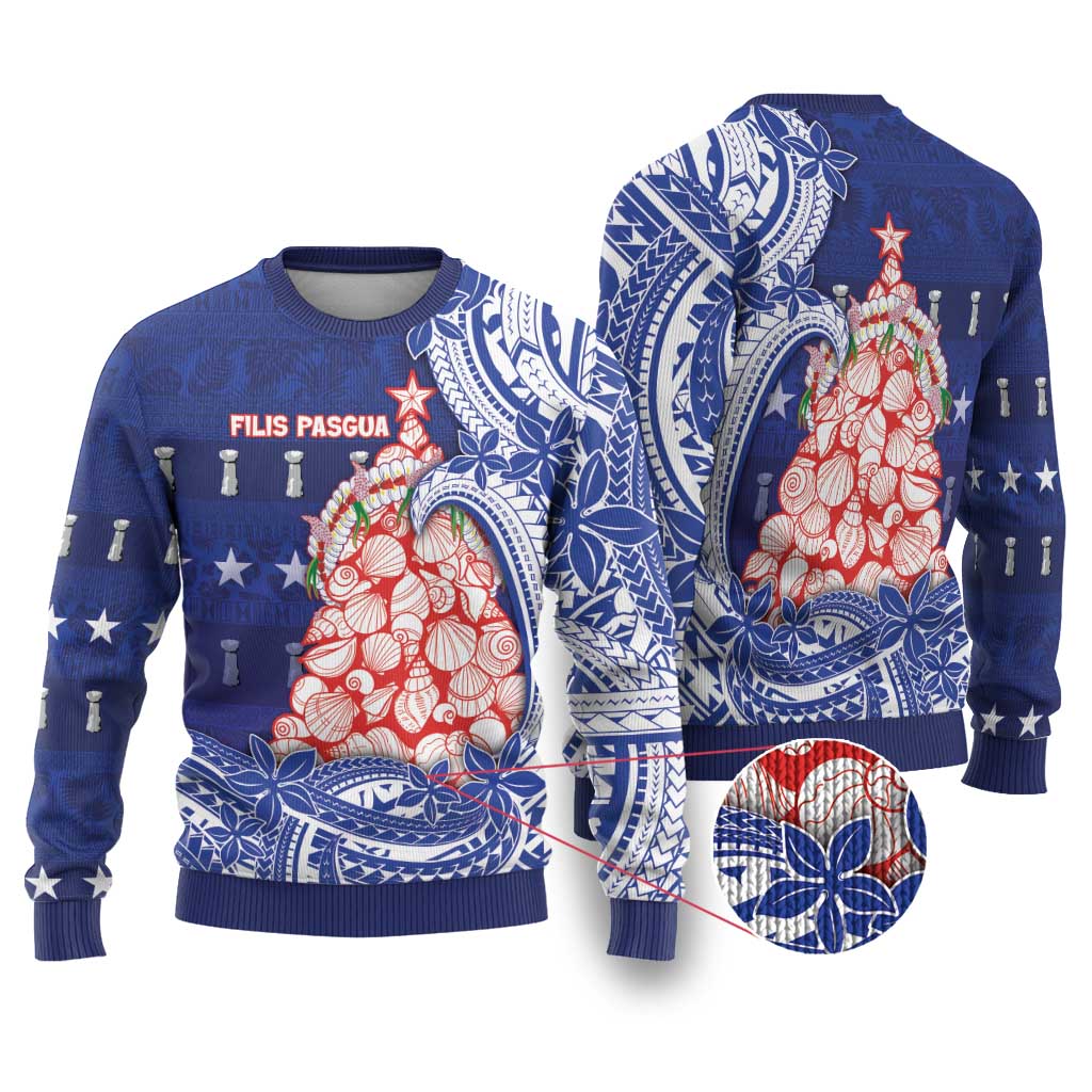 Northern Mariana Islands Christmas Ugly Christmas Sweater Seashell Xmas Tree Tribal Waves - Polynesian Pride
