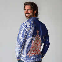 Northern Mariana Islands Christmas Long Sleeve Polo Shirt Seashell Xmas Tree Tribal Waves DT05 - Polynesian Pride