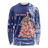 Northern Mariana Islands Christmas Long Sleeve Shirt Seashell Xmas Tree Tribal Waves DT05 Unisex Navy - Polynesian Pride