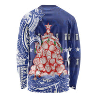 Northern Mariana Islands Christmas Long Sleeve Shirt Seashell Xmas Tree Tribal Waves DT05 - Polynesian Pride