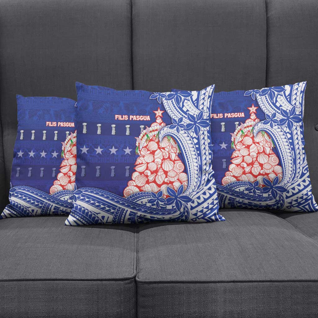Northern Mariana Islands Christmas Pillow Cover Seashell Xmas Tree Tribal Waves - Polynesian Pride