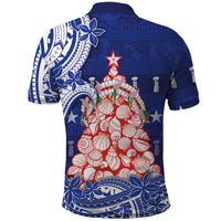 Northern Mariana Islands Christmas Polo Shirt Seashell Xmas Tree Tribal Waves DT05 - Polynesian Pride