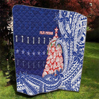 Northern Mariana Islands Christmas Quilt Seashell Xmas Tree Tribal Waves - Polynesian Pride