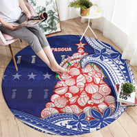 Northern Mariana Islands Christmas Round Carpet Seashell Xmas Tree Tribal Waves - Polynesian Pride