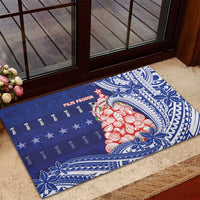 Northern Mariana Islands Christmas Rubber Doormat Seashell Xmas Tree Tribal Waves DT05 - Polynesian Pride