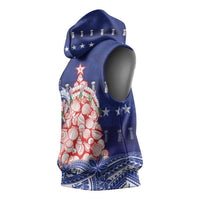 Northern Mariana Islands Christmas Sleeveless Hoodie Seashell Xmas Tree Tribal Waves DT05 - Polynesian Pride