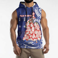 Northern Mariana Islands Christmas Sleeveless Hoodie Seashell Xmas Tree Tribal Waves DT05 - Polynesian Pride