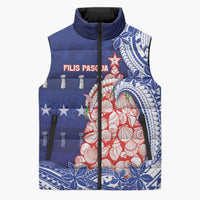 Northern Mariana Islands Christmas Sleeveless Puffer Jacket Seashell Xmas Tree Tribal Waves DT05 Unisex Navy - Polynesian Pride