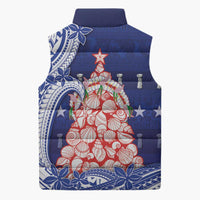 Northern Mariana Islands Christmas Sleeveless Puffer Jacket Seashell Xmas Tree Tribal Waves DT05 - Polynesian Pride