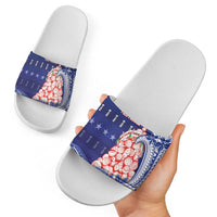 Northern Mariana Islands Christmas Slide Sandals Seashell Xmas Tree Tribal Waves DT05 - Polynesian Pride