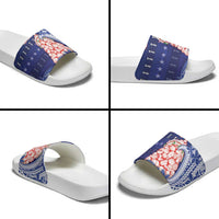 Northern Mariana Islands Christmas Slide Sandals Seashell Xmas Tree Tribal Waves DT05 - Polynesian Pride