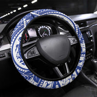 Northern Mariana Islands Christmas Steering Wheel Cover Seashell Xmas Tree Tribal Waves DT05 Universal Fit Navy - Polynesian Pride