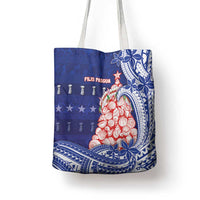 Northern Mariana Islands Christmas Tote Bag Seashell Xmas Tree Tribal Waves - Polynesian Pride