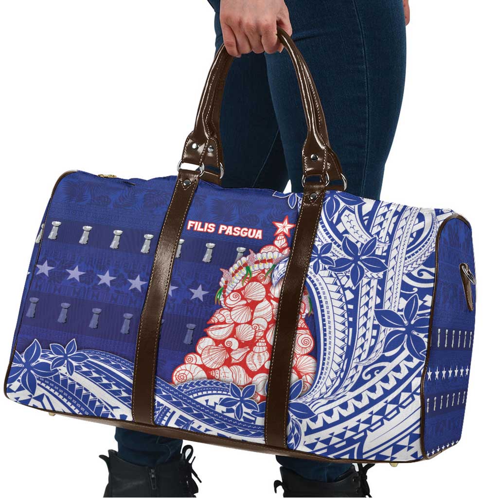 Northern Mariana Islands Christmas Travel Bag Seashell Xmas Tree Tribal Waves - Polynesian Pride