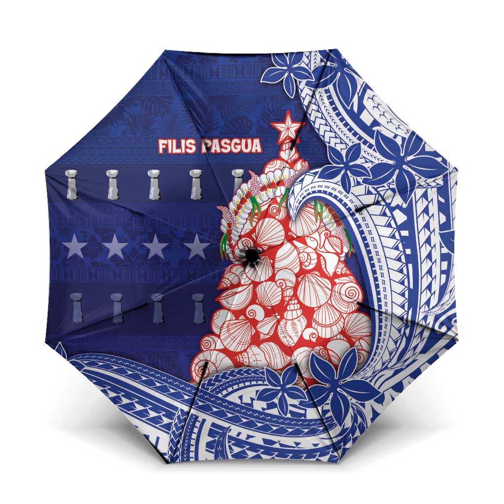 Northern Mariana Islands Christmas Umbrella Seashell Xmas Tree Tribal Waves - Polynesian Pride