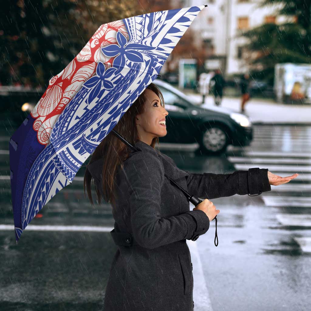 Northern Mariana Islands Christmas Umbrella Seashell Xmas Tree Tribal Waves - Polynesian Pride