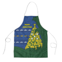 Solomon Islands Christmas Apron Seashell Xmas Tree Tribal Waves DT05 Navy - Polynesian Pride