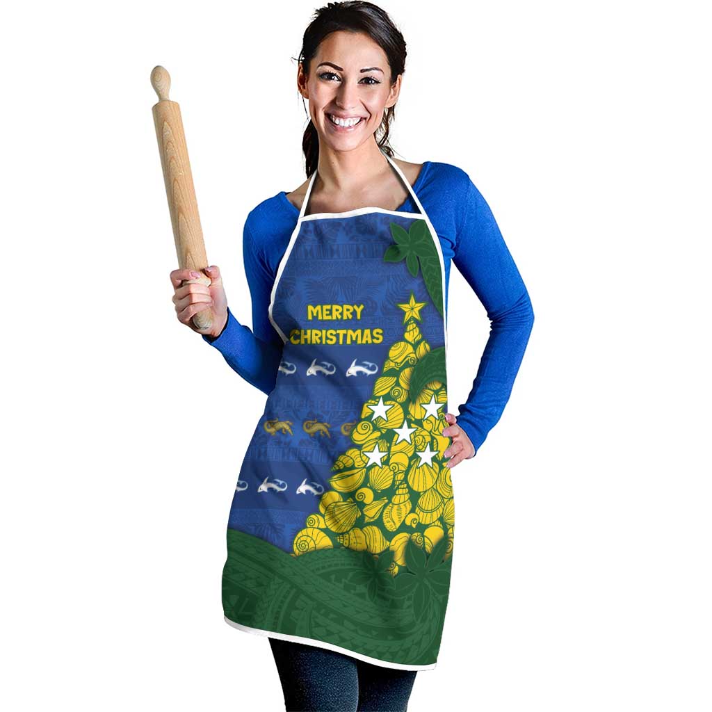 Solomon Islands Christmas Apron Seashell Xmas Tree Tribal Waves DT05 - Polynesian Pride