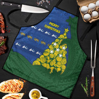 Solomon Islands Christmas Apron Seashell Xmas Tree Tribal Waves DT05 Navy - Polynesian Pride