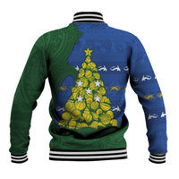 Solomon Islands Christmas Baseball Jacket Seashell Xmas Tree Tribal Waves DT05 - Polynesian Pride