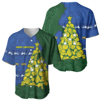 Solomon Islands Christmas Baseball Jersey Seashell Xmas Tree Tribal Waves DT05 - Polynesian Pride