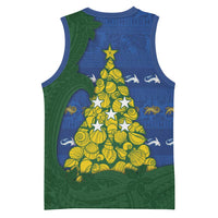 Solomon Islands Christmas Basketball Jersey Seashell Xmas Tree Tribal Waves DT05 - Polynesian Pride