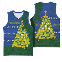 Solomon Islands Christmas Basketball Jersey Seashell Xmas Tree Tribal Waves DT05 - Polynesian Pride