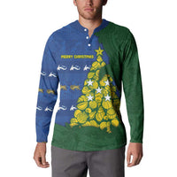 Solomon Islands Christmas Button Sweatshirt Seashell Xmas Tree Tribal Waves DT05 - Polynesian Pride