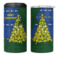 Solomon Islands Christmas 4 in 1 Can Cooler Tumbler Seashell Xmas Tree Tribal Waves - Polynesian Pride