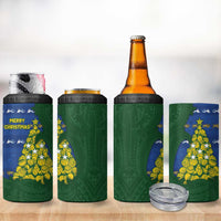 Solomon Islands Christmas 4 in 1 Can Cooler Tumbler Seashell Xmas Tree Tribal Waves - Polynesian Pride